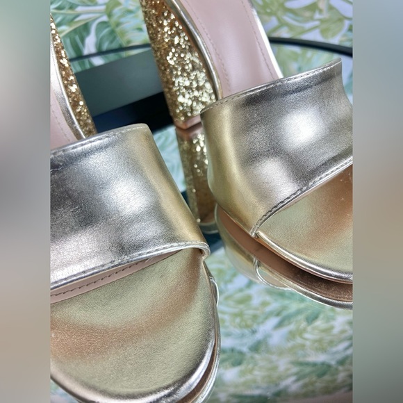 Windsor Chromatic Magic Glitter Block Mules Gold Glitter‎ Party Heels Size 8 - Picture 11 of 14